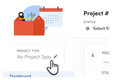 The image shows where you can change the project type on a project ...