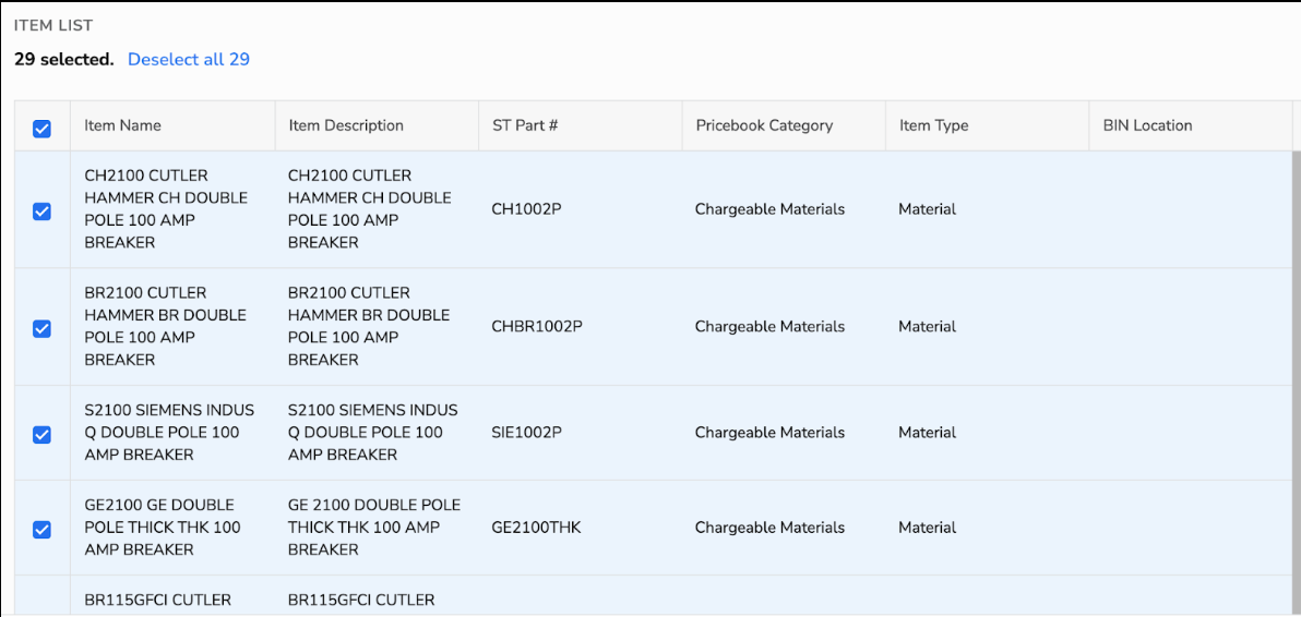 Items list 3 - IC