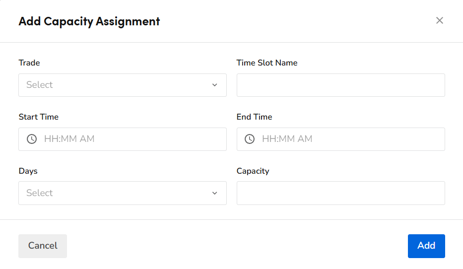 Add capacity assignment