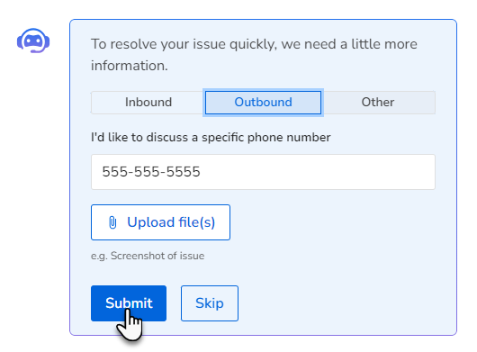 A cursor clicking the Submit button after entering additional details ...