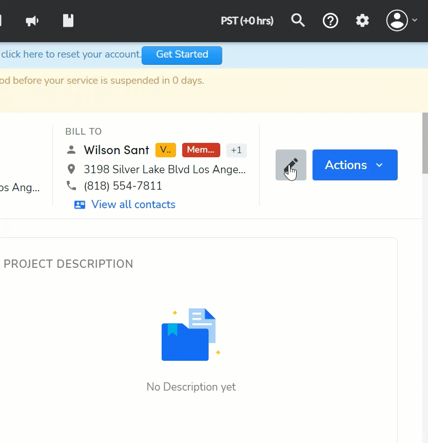 Short clip of project details being updated in the Edit Project panel