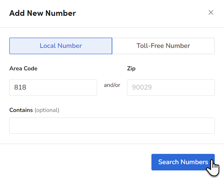 Add a new local number