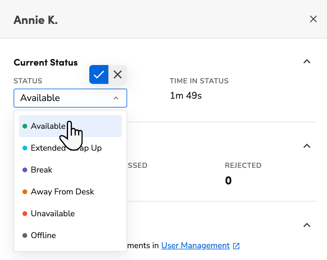 Statuses for the Queue Monitoring screen
