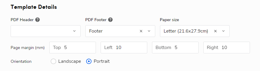 Set the template details with the Template Manager