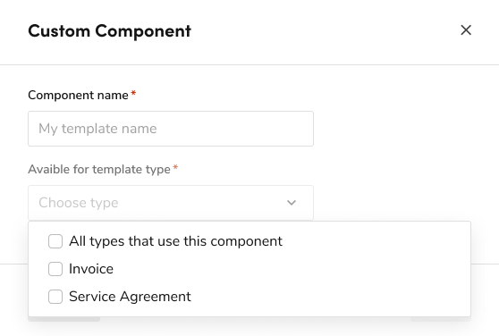 Select the template type where the custom component can be used