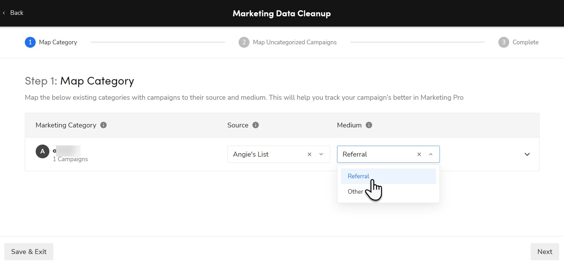 Step 1: Map Category in marketing campaign data