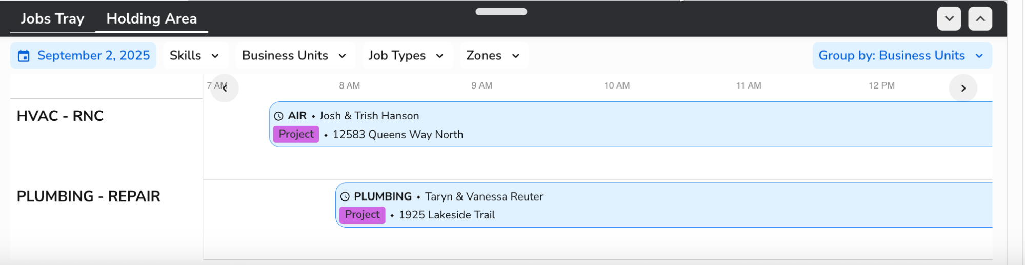 Image displaying the Holding area tab.