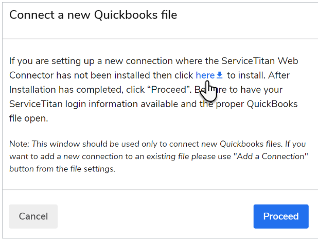 Connect a new quickbooks file