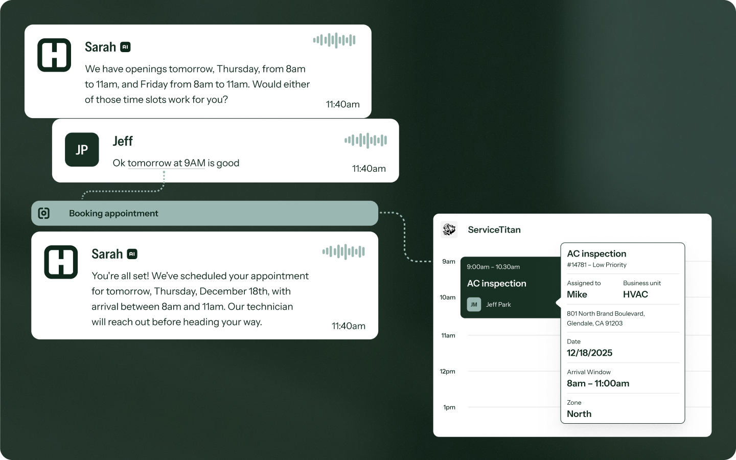 Direct cal booking and deep ST sync