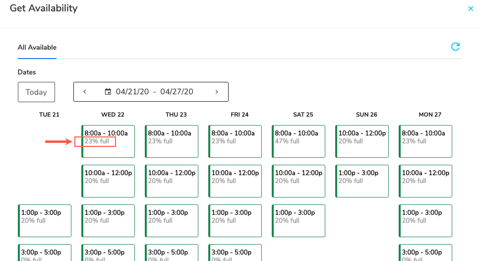 Slot Availability Module ServiceTitan's Adjustable Capacity Planning Get Availability screen ...