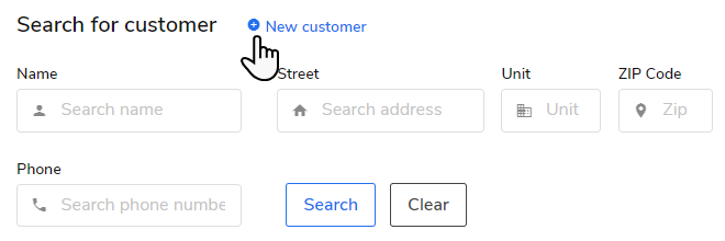 A cursor selecting New customer on the ServiceTitan Call Booking screen.