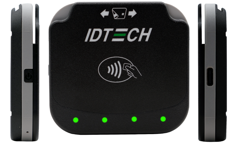 The three sides of the IDTech card reader.