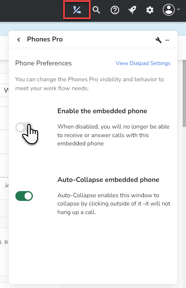 Enable the embedded phone
