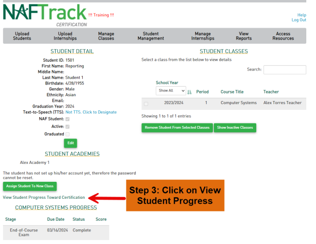 Student Progress Step 3