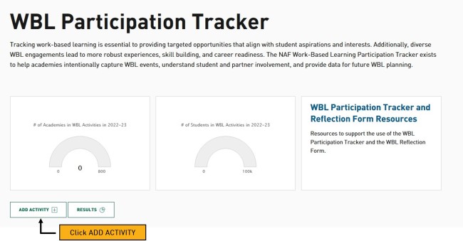 WBL Participation Tracker - Add Activity - Step 1