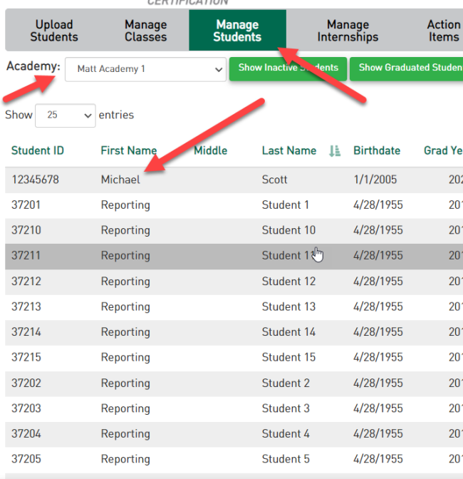 change student password 1