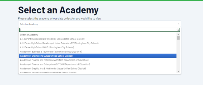 choose academy from list