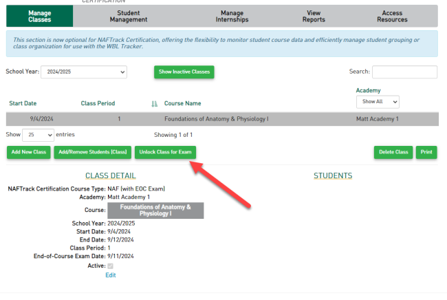 EOC Pic 2 - Unlock Class for Exam