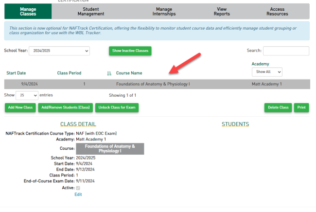 EOC Pic 1 - Choose Class