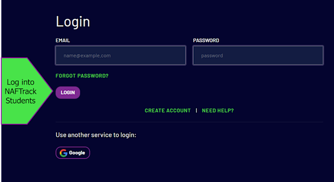 1.NAFTrack Students LogIn Screen