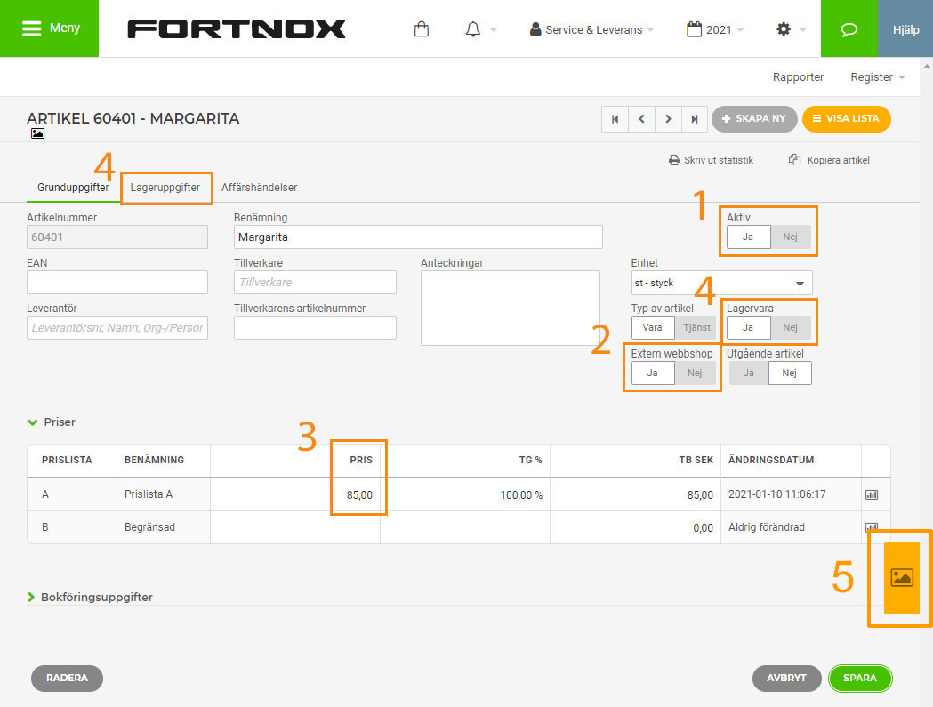 Fortnox Guide Article Requirements