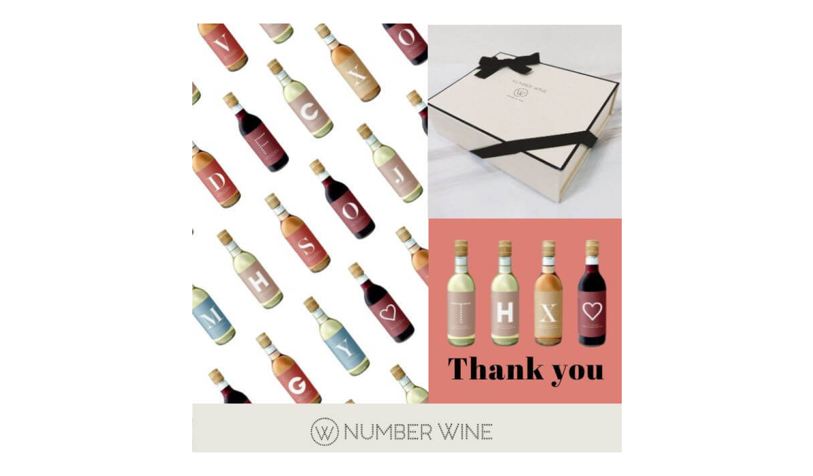 9.イニシャルで贈る国産ワイン「NUMBER WINE」SPECIAL GIFT BOX〈Thank you〉