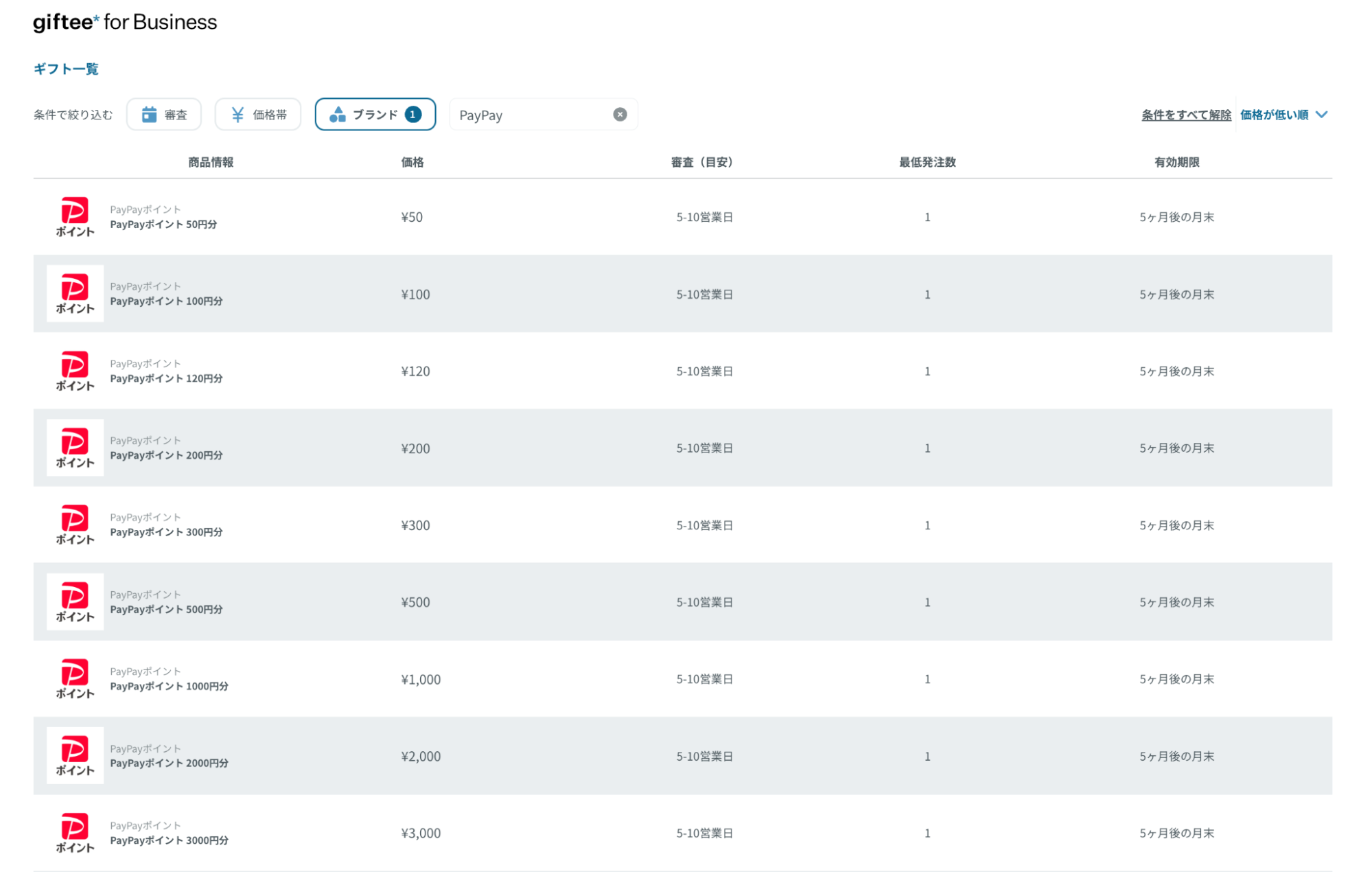 giftee for Business公式サイト