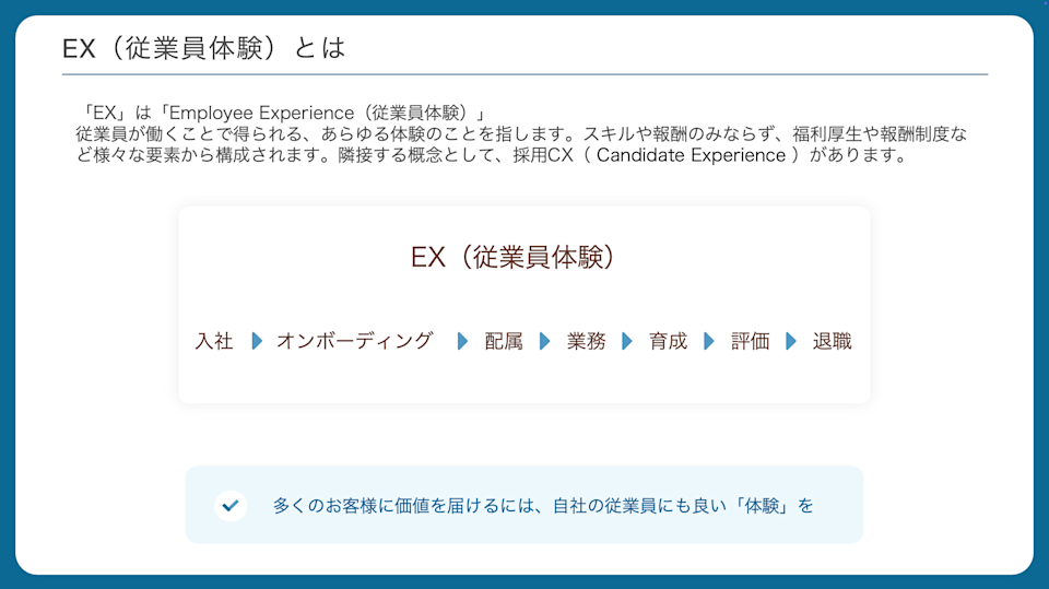 従業員体験(Employee Experience)の主なタッチポイント(イメージ)