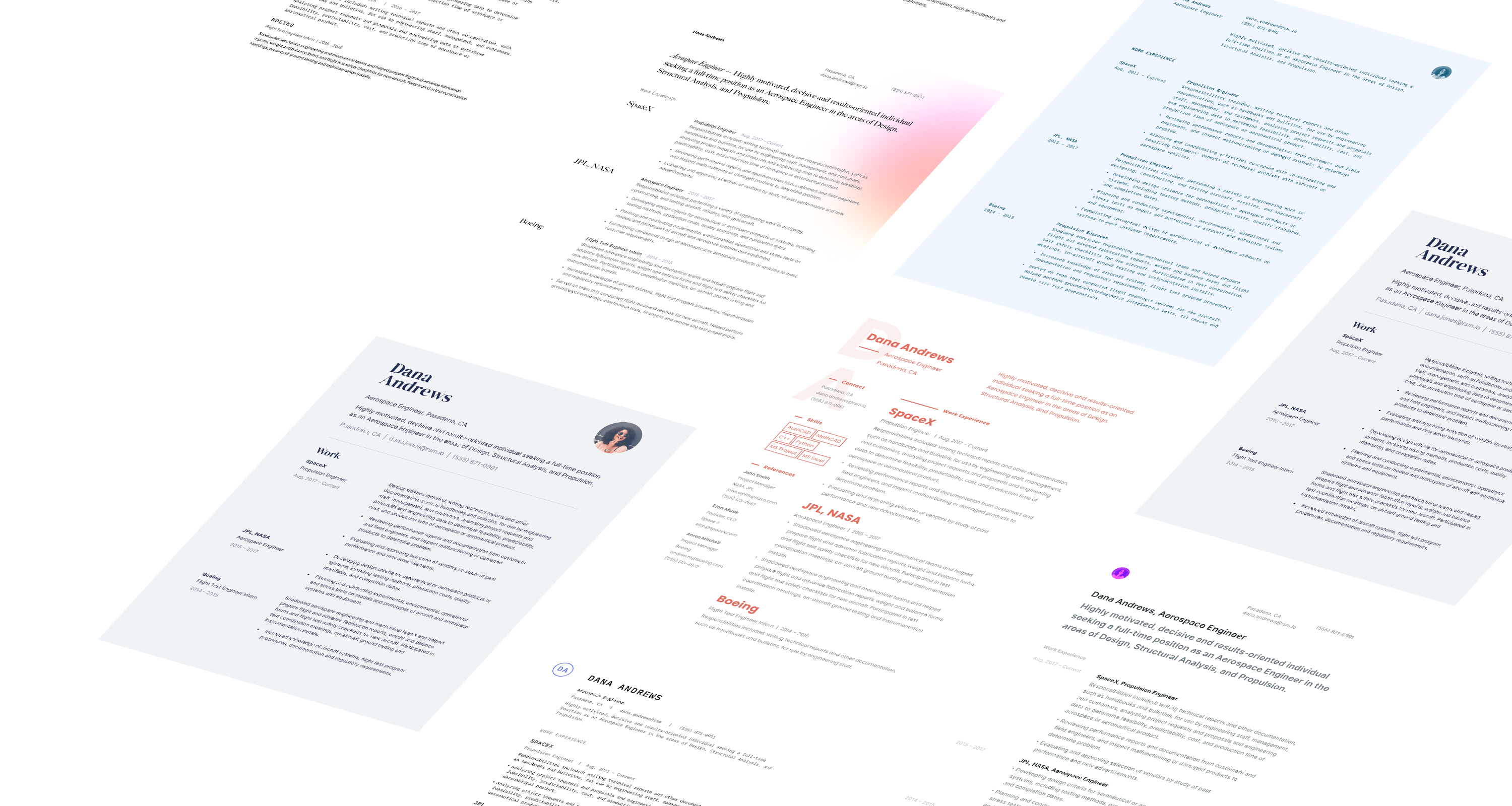 A grid of resumes created with Standard Resume