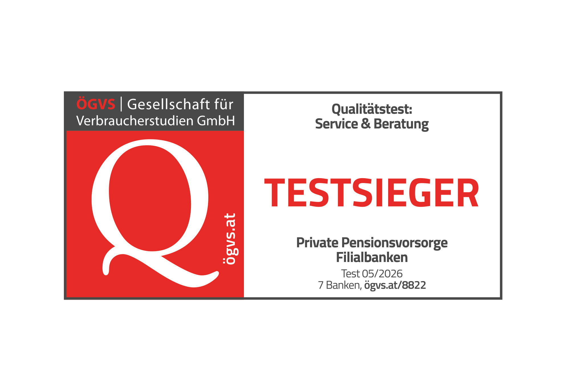 ÖGVS - Beste Altersvorsorge: BKS Bank auf Platz 1 