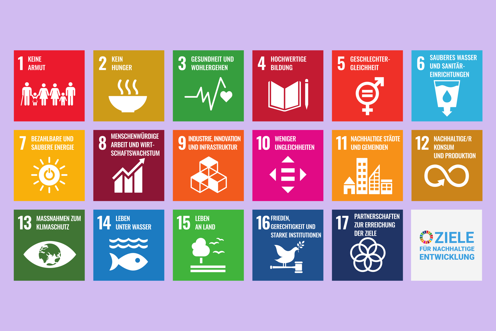 Vseh 17 ciljev trajnostnega razvoja na vijoličnem ozadju. Vseh 17 ciljev trajnostnega razvoja na vijoličnem ozadju.