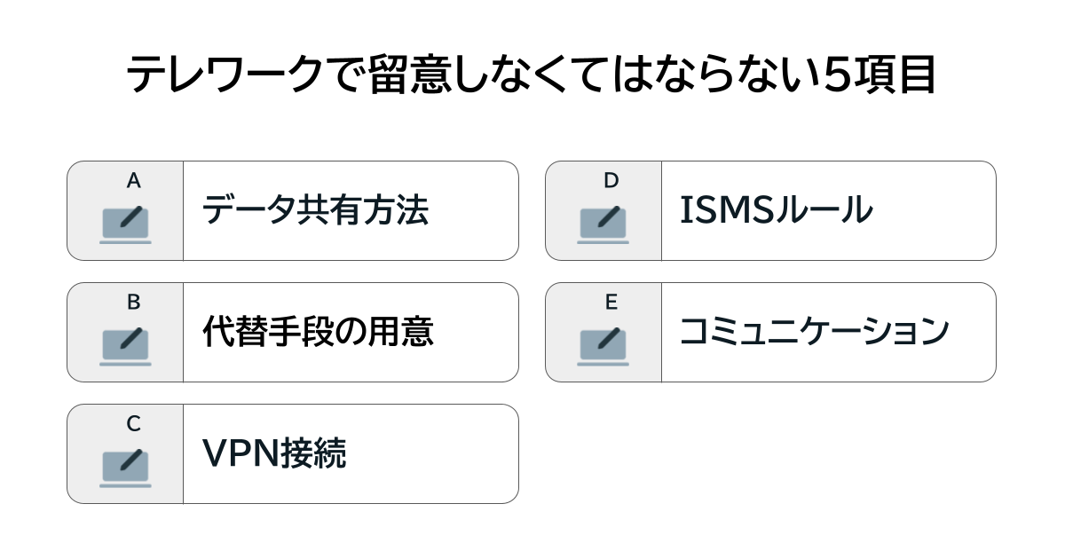 テレワークで留意しなくてはならない5項目