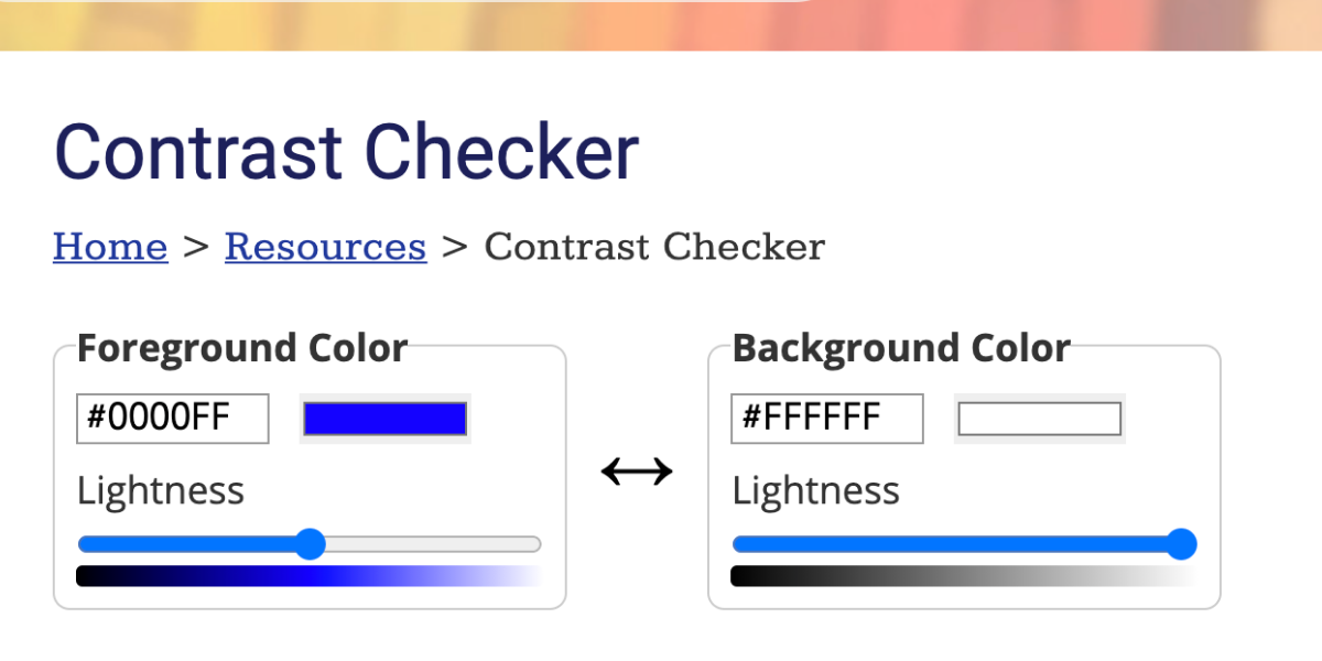 画面キャプチャ：WebAIM Color Contrast Checkerのページ