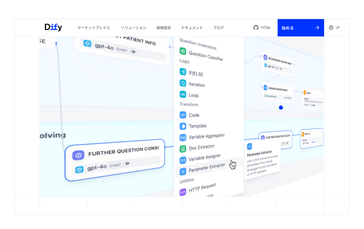 キャプチャ：Difyのサイト