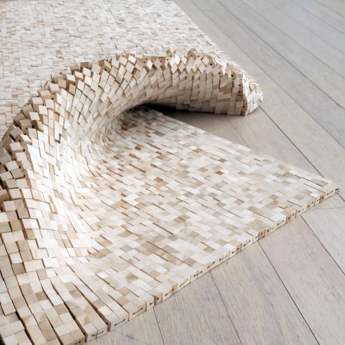 Vivian Chiu, *Blanket*, 2019. Poplar, braided string. Courtesy of the artist. From the exhibition Made in VA at Virginia Museum of Contemporary Art