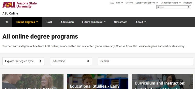 arizona state university - online teaching degree