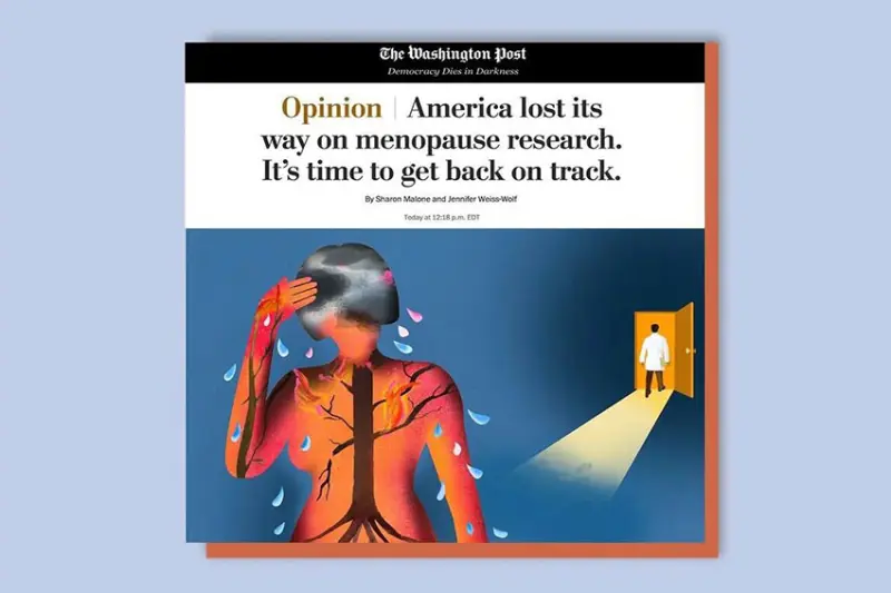 Lead illustration and headline for Washington Post article on blue background