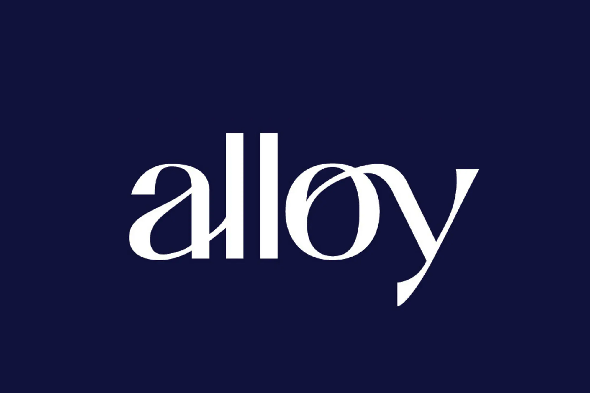 Alloy logo in white on Indigo blue background.
