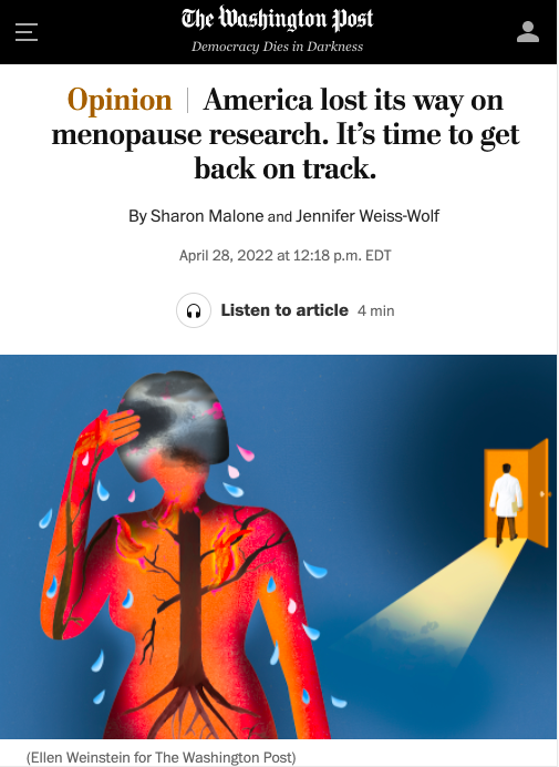 Screenshot of Washington Post article about menopause research with original graphic from piece.