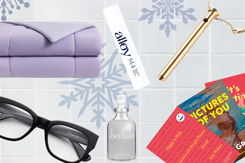 Compilation of gift guide products on tile background - thumbnail