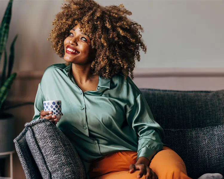 Woman Smiling with tea