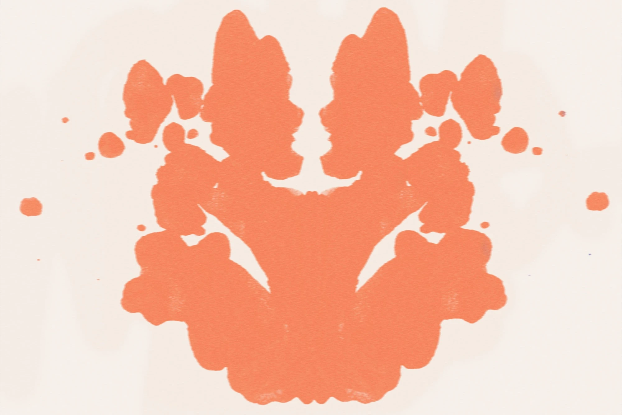 Rorschach image in orange on cream background. AW493