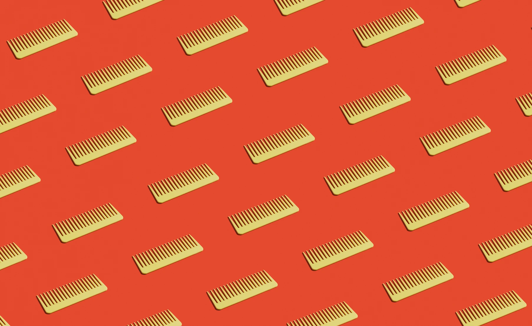 Repeating grid of yellow combs on red background. AW160 