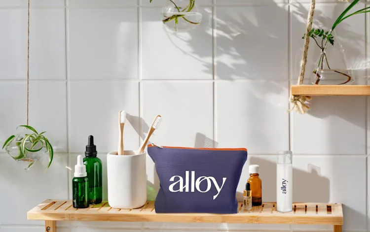 Alloy bag in bathroom