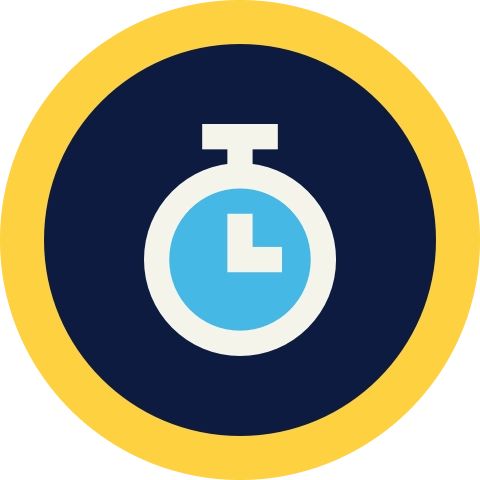Blue stopwatch within a circle