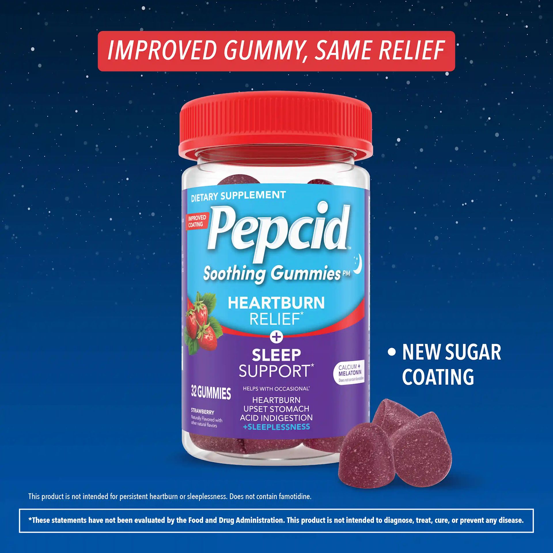  PEPCID® Soothing Gummies, Heartburn Relief + Sleep Support new bottle 