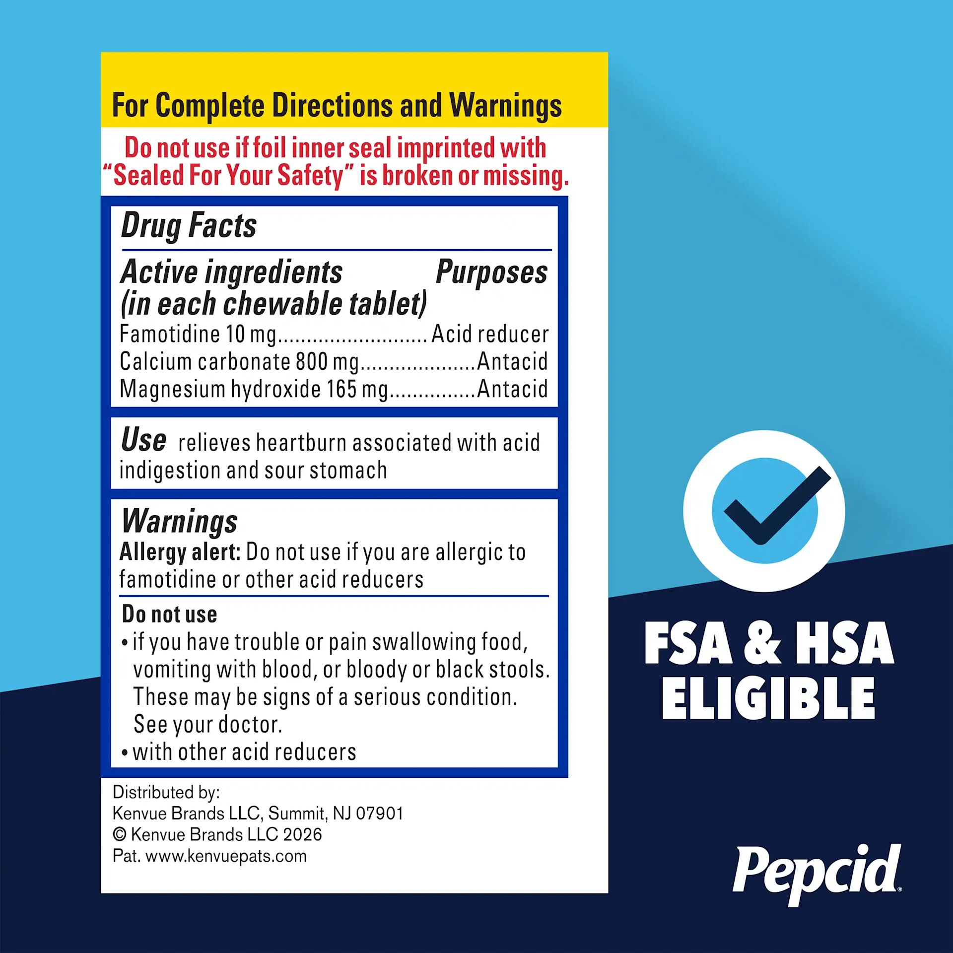 PEPCID COMPLETE® Chewable Tablet Drug Facts