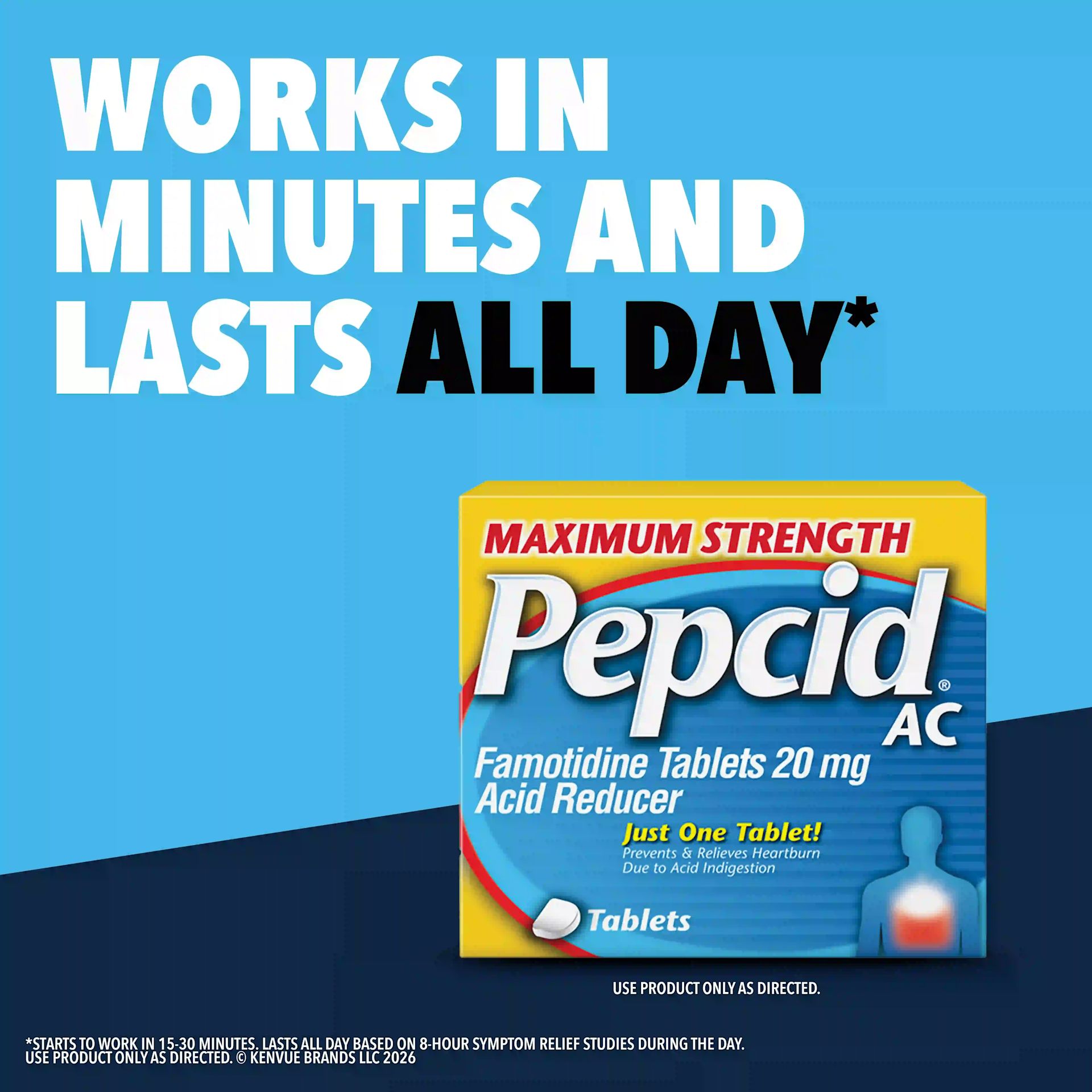 Maximum Strength PEPCID AC® works in minutes