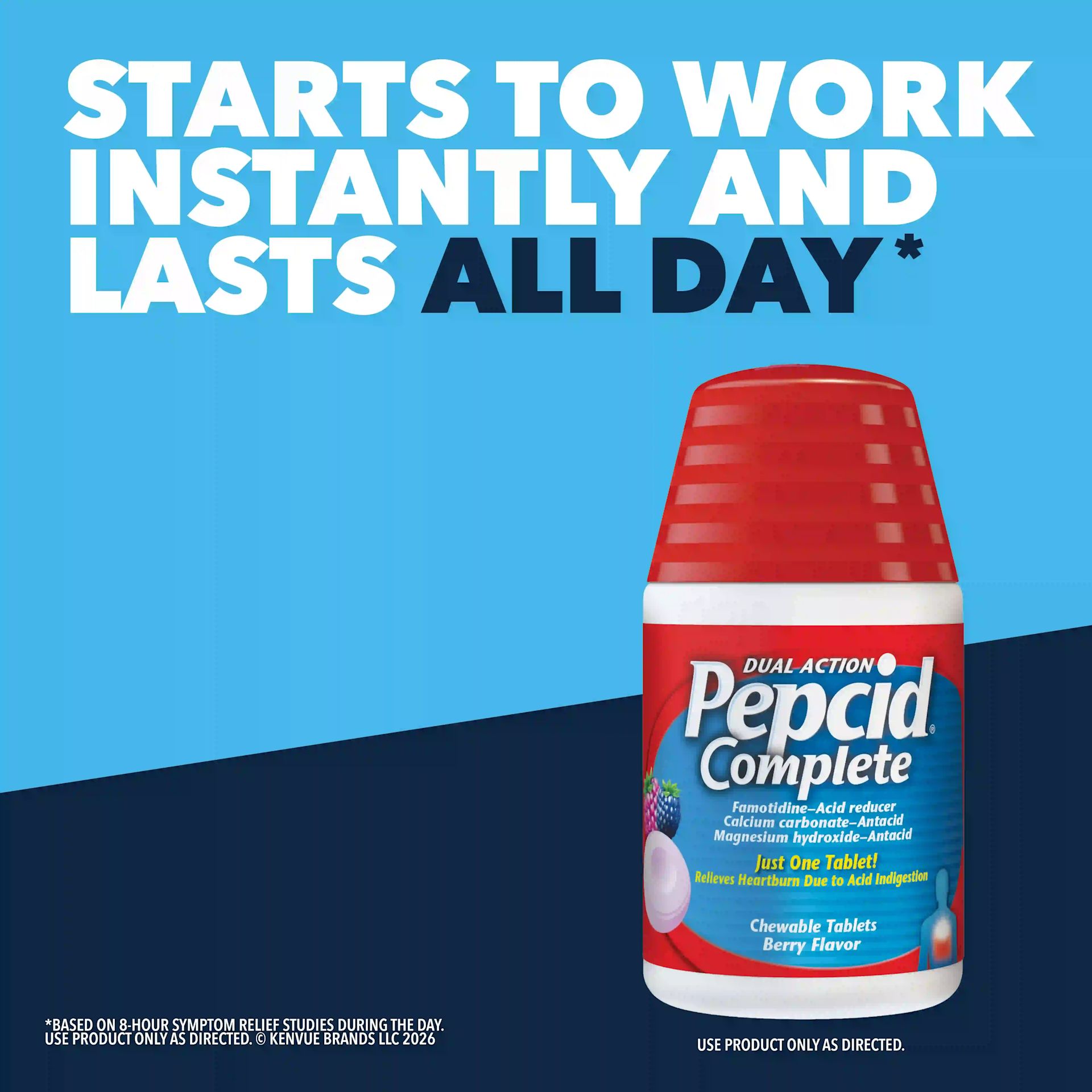 PEPCID COMPLETE® starts to work instantly