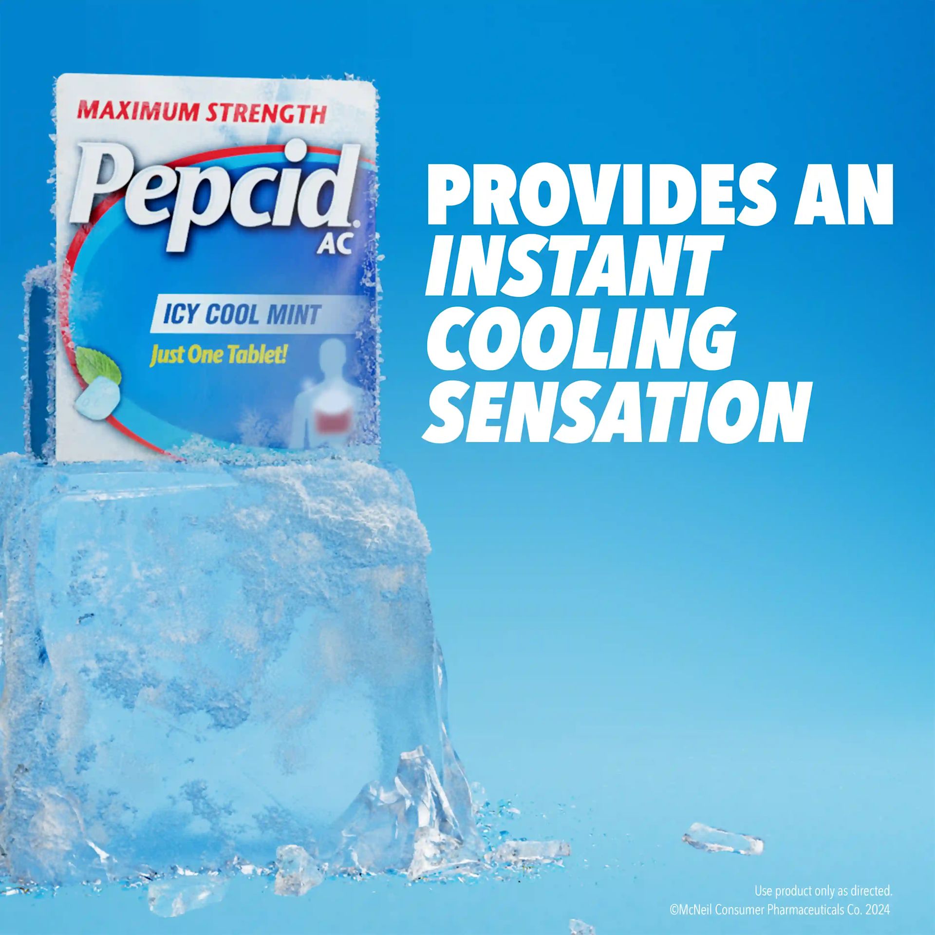 PEPCID AC® Icy Cool Mint provides an instant cool sensation